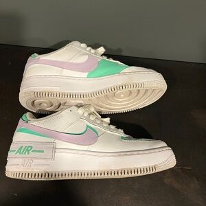 Women's White and Mint Sneakers